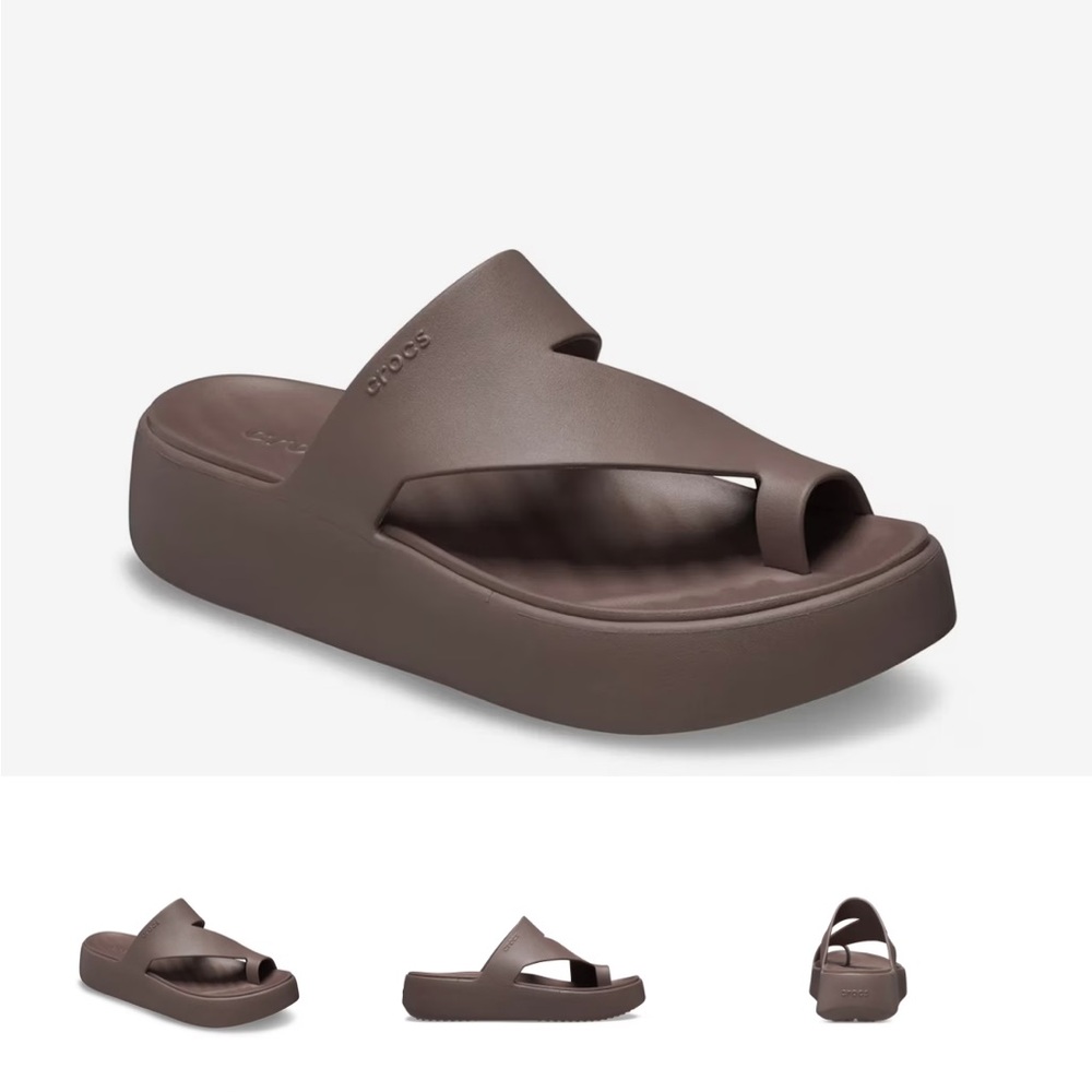 CROCS Brown Sandals with Toe-Loop Design